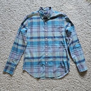 Blue and Gray Plaid J. Crew Summer Plaid Button Down Shirt